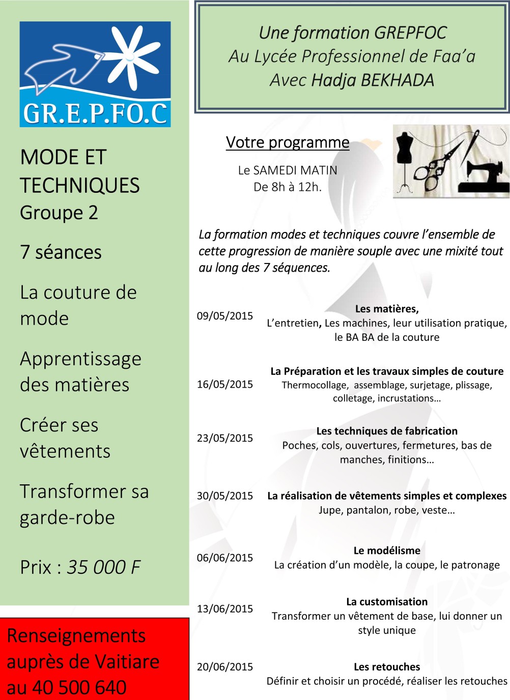 Formation Couture  Mode et techniques – GRoupement des Etablissements