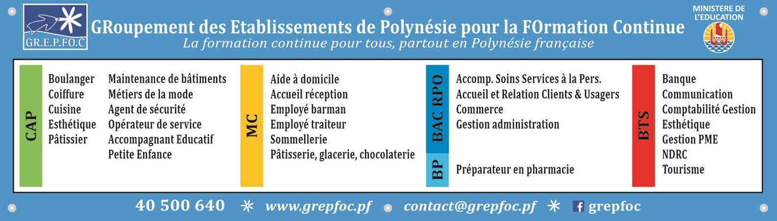 GRoupement des Etablissements de Polynésie pour la FOrmation Continue | GR.E.P.FO.C